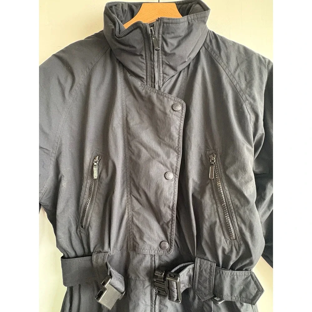 Eddie Bauer Vintage Women 10 Black Insulated Ski Suit One Piece Snow Suit Belted
